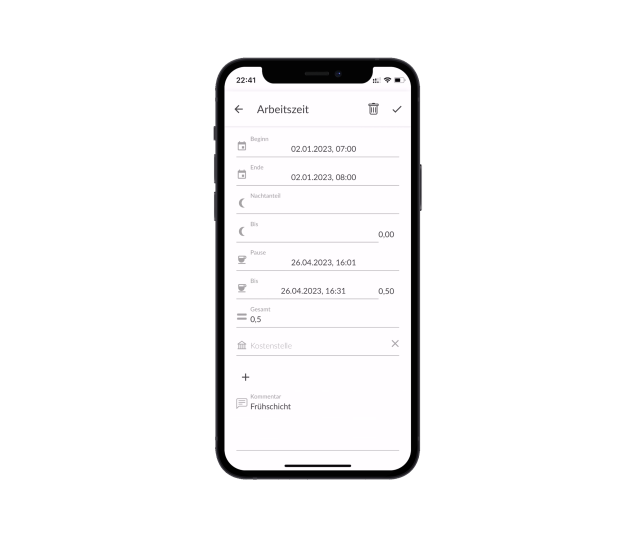 Arbeitszeiterfassung in der Kilanka App