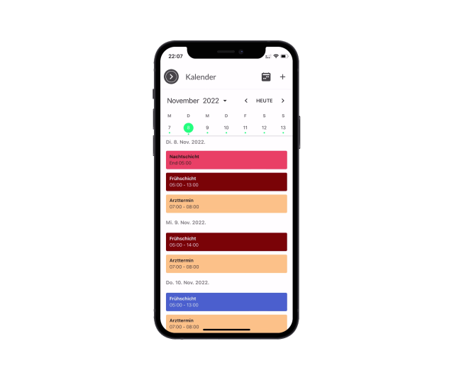 Tagesansicht im Kilanka Kalender in der App