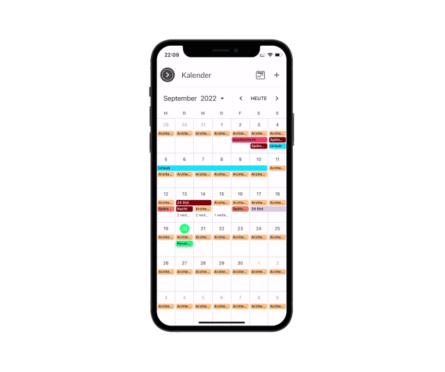 Monatsansicht des Kalenders in der Kilanka App