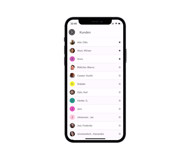 Klientenliste in der Kilanka App