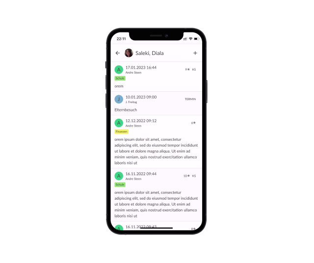 Übersicht der gespeicherten Dokumentationen in der Kilanka App