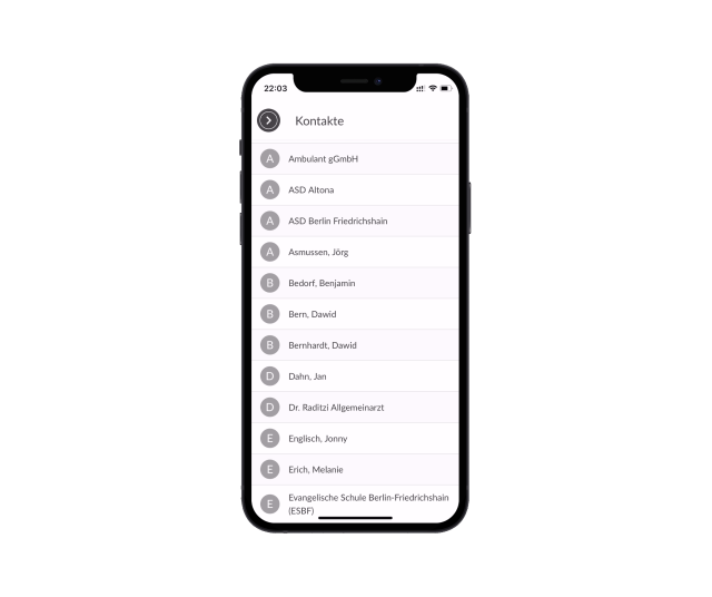 Übersicht der Mitarbeiterkontakte in der Kilanka App