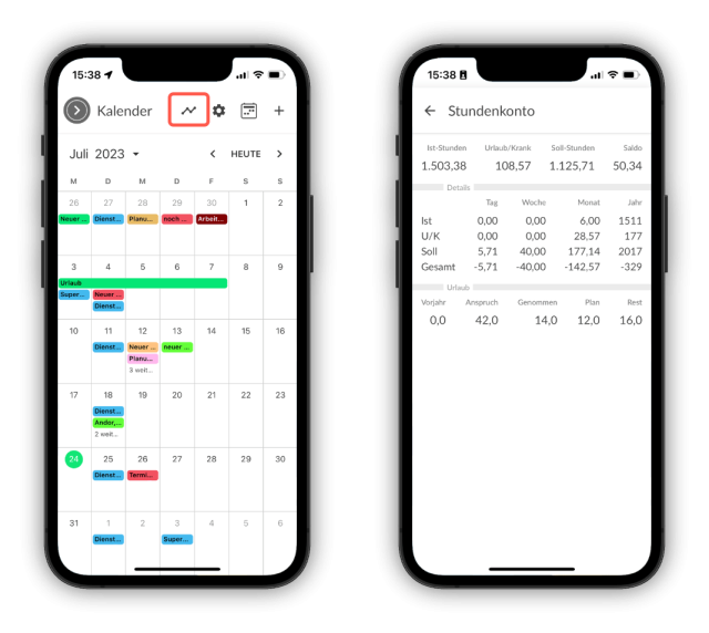 Stundenkonto in der Kilanka App